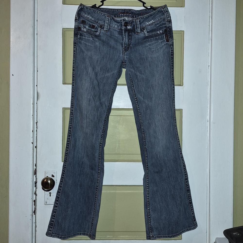 Vintage Y2K Low Rise Flare Jeans Silver Brand Distressed
